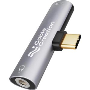 CableCreation USB C to 3.5mm Headphone and Charger Adapter, 2 in 1 Type-C to 3.5mm Audio Hi-Res with PD Fast Charge, USB C to Aux with Charging Dongle for iPhone 16 15 Pro Max, Galaxy 24+, Pixel, iPad