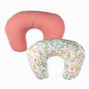 Nursing Pillow Covers, Cotton Muslin Nursing Pillow Covers, 2-Pack Breast Feeding Pillow Covers, Breastfeeding Essentials, Soft Nursing Pillow Cover Girl, Oeko TEX (Pink + Floral PillowCovers)