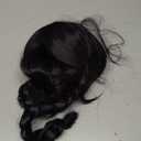 FantaLook Short Black Purple Cosplay Wig with 2 Buns for Halloween Party Costume Small Size