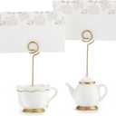 Kate Aspen, Place Card Holders, Tea Time Whimsy, Teapot and Teacup, Place Cards Included, Set of 6,Pink