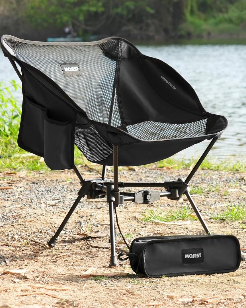 Portable Camping Chair  Compact Lightweight Folding Chair for Adults, Supports 330 lbs  Ideal for Backpacking Hiking, Fishing, Beach, Picnic & Lawn (Black)