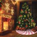 Swirl Stripe Christmas Tree Skirt 48 inches Sweet Candy Cane Pink Christmas Decorations Xmas Tree Mat Holiday Party Home Decorations (Pink, 48in)