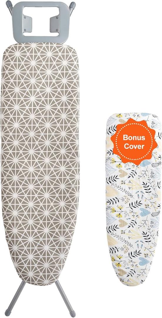 VEVOR Ironing Board with Large 51 x 13 Ironing Surface, Thickened 4 Layers Iron Board with Heat Resistant Cover and 100% Cotton Cover, 7 Adjustable Heights Ironing Board for Home Laundry Room Use (43" x 13")
