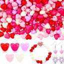 600 Pcs Mother's Day Acrylic Heart Beads 10mm Red White Heart Spacer Beads Romantic Love Pendant Craft Kits for Mother's DIY Jewelry Making Craft Party Supplies
