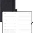 POPRUN Weekly Planner 2026 Pocket Size Calendar (4" x 6.25") 12 Months Notebook with Horizontal Layout, Leather Soft Cover, Inner Pocket, 100GSM Thick Paper, Pen Holder - Black