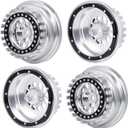 QUE-T Aluminium Beadlock Wheels for 1/7 Unlimited Desert Racer UDR Wheel Hubs,Pack of 4,Suit for Tires 101063-00 Only (Silver & Black)