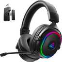 EKSA 2.4GHz Wireless Gaming Headset for PS5,PC,PS4,Switch,Mobile,Mac, Bluetooth Gaming Headphones with Microphone, RGB, 30ms Latency, 50H Battery, USB & Type-C Ultra, Wired Gaming Headset for Computer, Black 