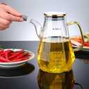 Glass Oil Dispenser Bottle - Glass Olive Oil Bottle for Kitchen, Wide Mouth Borosilicate Glass Cooking Oil Bottles with Lid and Handle (900ML)