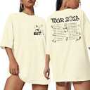 Album Tshirt for Women Concert Tshirt Fan Gifts Music Tour Short Sleeve Tops, Beige, S