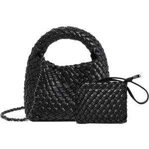 JINMANXUE Fashion Mini Handbag For Women, Woven Tote Bucket Composite Bag Knitting Chain Bags, Crossbody Shoulder Purses