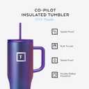 IRON FLASK Co-Pilot Insulated Mug w/Straw & Flip Cap Lids - Cup Holder Bottle for Hot, Cold Drink - Leak-Proof - Water, Coffee Portable Travel Mug - Twilight Blue, 32 Oz