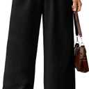 WDIRARA Women's Drawstring Waist Wide Leg Pants Casual Tie Front Pants (Black, S)