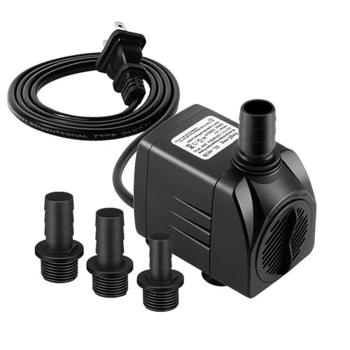 Submersible Pump 400GPH (1500L 25W) Ultra Quiet with Over Heating Protection 6.5ft High Lift for Fountains, Hydroponics, Ponds, Aquariums & More