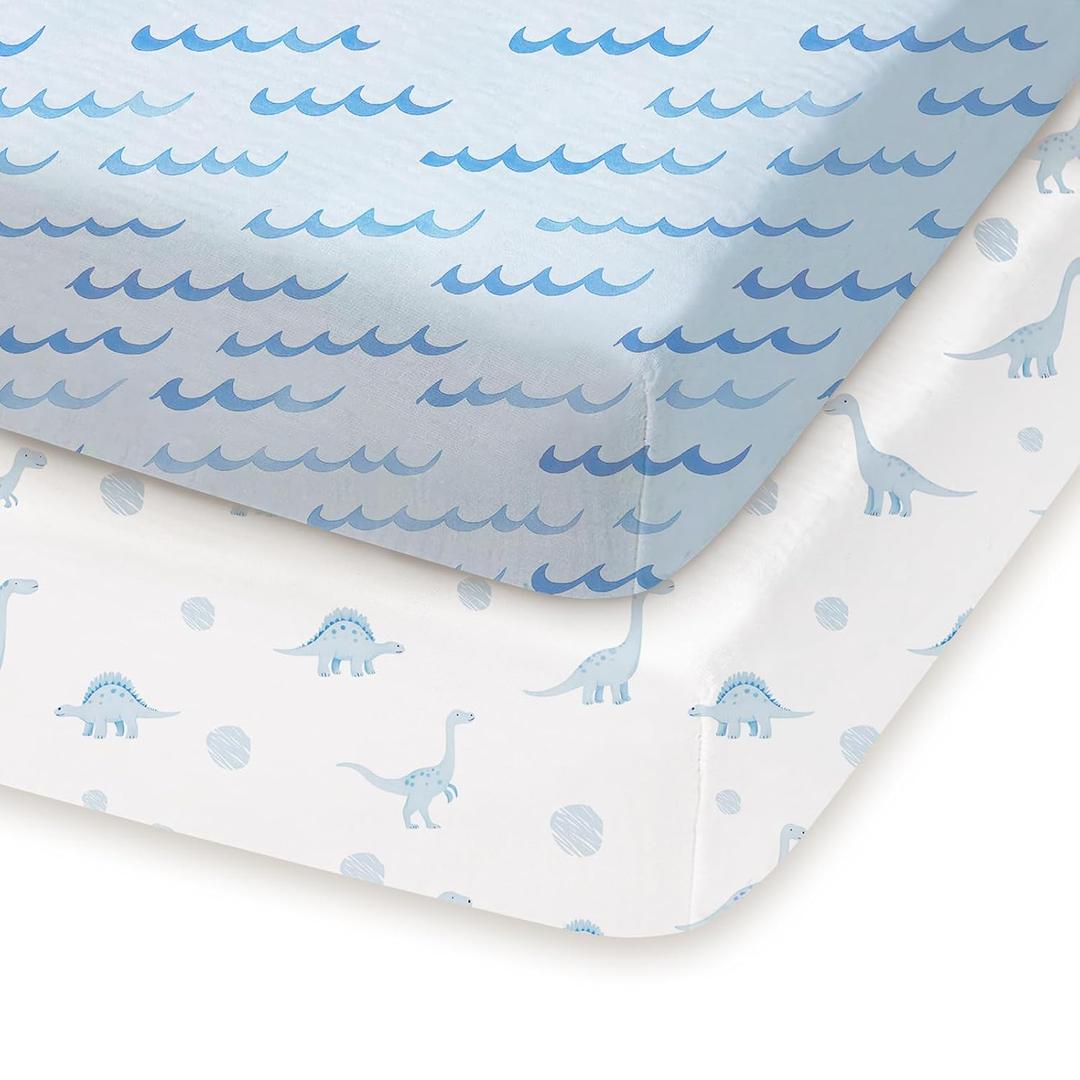 Pack and Play Sheets Fitted 2 Pack, 38x26 Graco Pack n Play Sheets for Playard & Travel Crib Mattress, Ultra Soft Jersey Knit, Breathable Stretchy Deep Pocket, Compatible with Mini Cribs