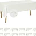 12 Pack Waterproof Rectangle Tablecloth, 60x120 Inch,Stain Resistant and Wrinkle Polyester Table Cloth, Fabric Table Cover for Kitchen Dining, Wedding, Party, Holiday Dinner-Ivory (White)