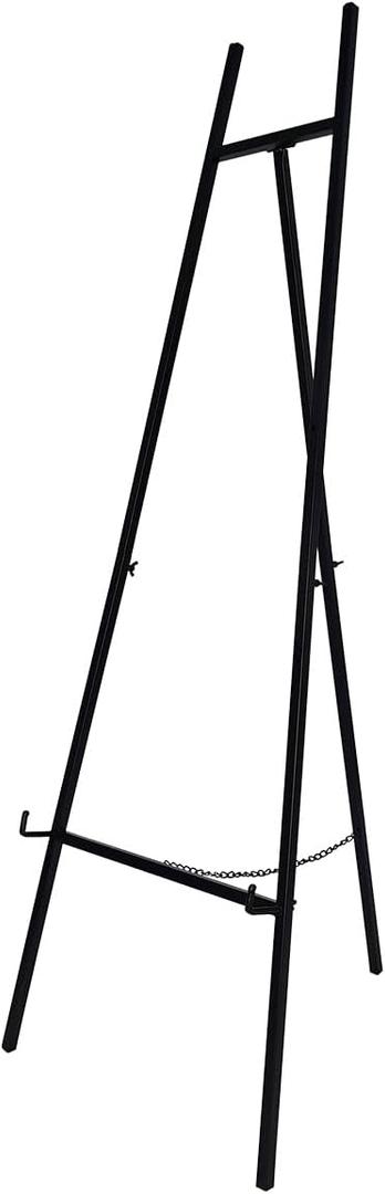 SULIANG Metal Easel Stand with Chain Support for Mirror, Iron Floor Easels for Display Wedding Sign, 58 Inch Adjustable Arts & Crafts Easels(Black)
