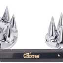 Complete Chrome Wheel Cover Set, 33mm Lug Nut Covers for Semi Trucks, 2 Front Axle Wheel Covers w/Removable Hub Caps for Trucks, Pointed Top, Screw On