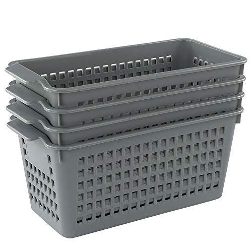 Doryh Plastic Baskets for Organizing, Grey, Set of 2