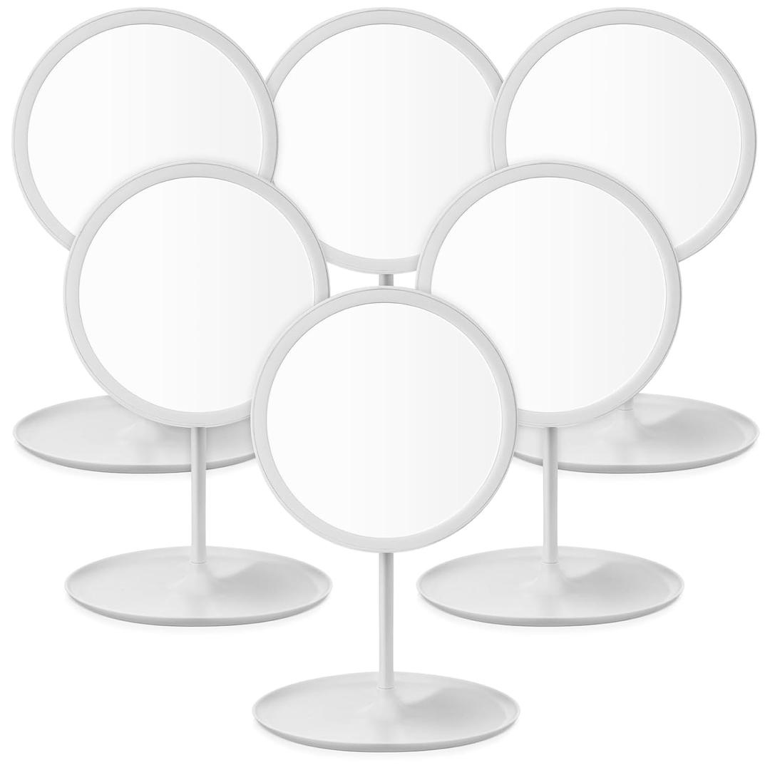 DoubleFill 6 Pcs Spa Party Mirrors Gifts Sleepover Party Favors Make up Table Mirror for Women Girls Mothers Day Accessory Sleepover Supplies Bridesmaid Gifts Slumber Birthday Favors(White)