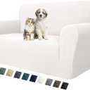 MAXIJIN Stretch Loveseat Sofa Slipcovers 1 Piece Love Seat Couch Covers for 2 Cushion Couch Non Slip Sofa Cover Washable Dog Cat Proof Furniture Protector Pet Friendly (Loveseat, White) (Medium (55"-69"))