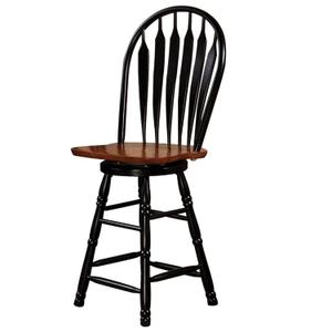Sunset Trading Selections 24" Counter Height Swivel Barstool | Farmhouse Country Cottage Windsor Arrowback Caf Stool | Antique Black & Cherry Solid Wood | Dining Room Kitchen Home Bar Furniture