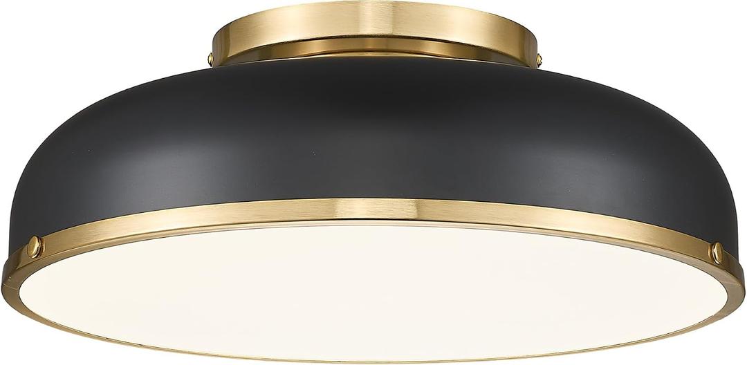 kudos Ceiling Light, 16-inch LED Flush Mount Ceiling Light, Black and Gold Finish, 30W/1900lm Light Fixtures Ceiling Mount for Bedroom,Hallway, 3000K/3700K/4500K/5100K/6000K Adjustbale, KDCL15-BK-L