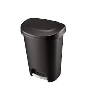 13 Gal. Black Indoor Step-On Trash Can for Kitchen/Offices/Classrooms/ Household Environments
