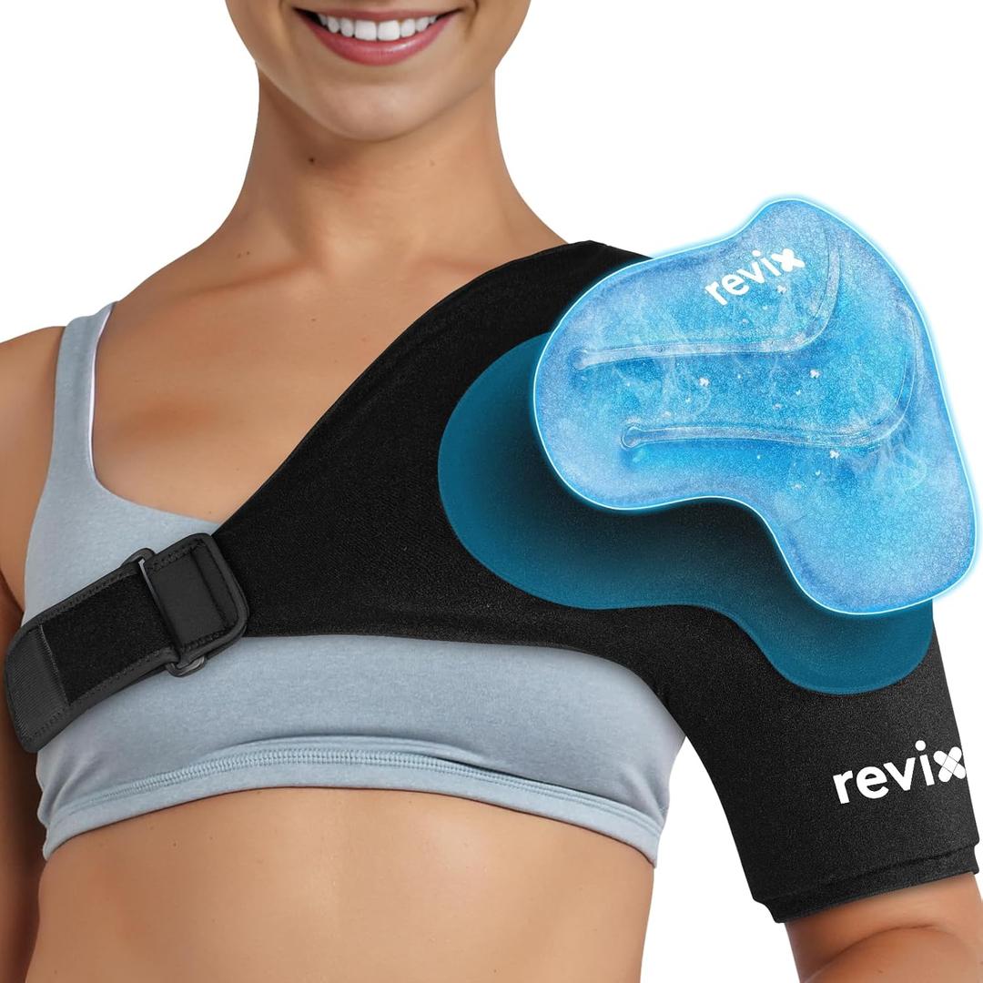 REVIX Shoulder Ice Pack Wrap for Rotator Cuff and Arm, With Removable Gel Pack, Standard, Reusable Gel Cold Wrap, Soothe Discomfort & Fatigue, 30-Minute Long-Lasting Cold, Flexible Fit for Men & Women