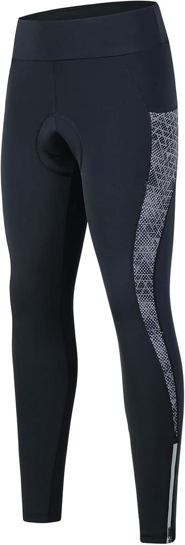 Women's Cycling Pants 3D Padded Compression Tight, Long Bike Bicycle Pants with Wide Waistband S