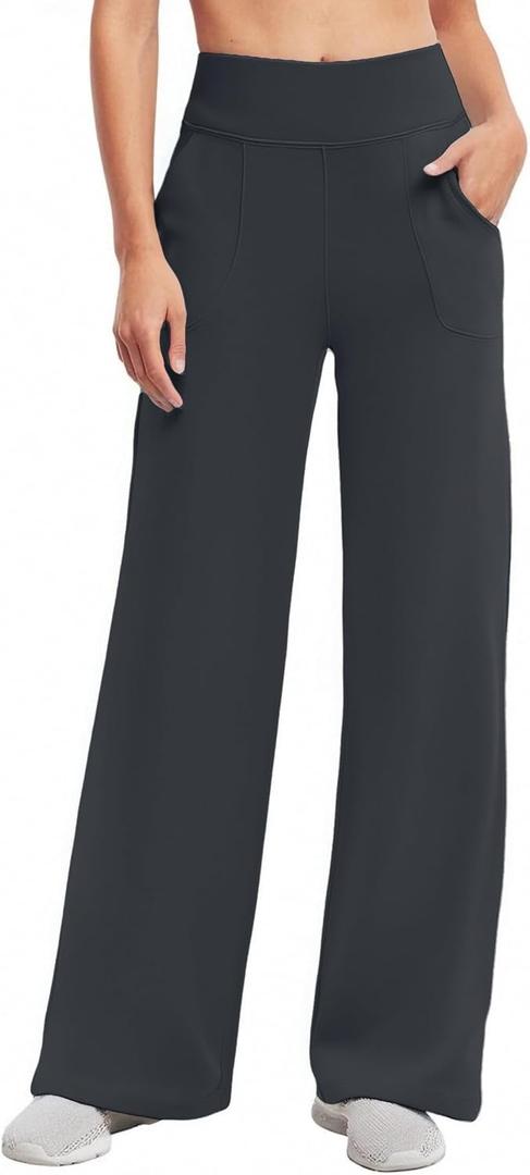 Wide Leg Yoga Pants Women with Pockets High Waist Stretch Casual Sweatpants Comfy Sports Lounge Pants, Small
