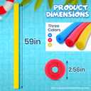 3 Pack Pool Noodles, Blue/Red/Yellow, 59 Inch | Premium Foam, Floatation Aids, Pool Parties, Water Sports