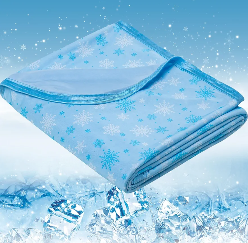 OIGAE Cooling Blanket for Hot Sleepers – Thin Summer Cooling Blanket Throw Size, Q-Max >0.5 Lightweight Cooling Throw Blanket for Bed, Couch, or Sofa – Snowflake Cool Blankets, (Blue, 50" x 70")