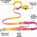 RYNVALE Hands Free Dog Leash with Car Seatbelt Clip & Poop Bag | Heavy Metal Clip, Dual Padded Handles, 220lb Shock Absorbing Bungee Waist Belt, for Running Walking 6 feet L