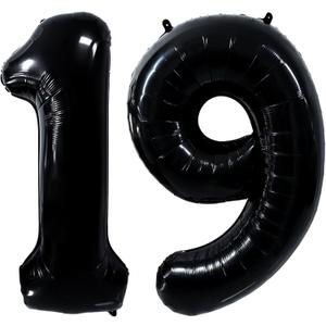 Black 19 Number Balloon,40 Inch Black Number 19 Balloons, Black Large Foil Number 91 Balloons, Party Birthday Baby Shower Wedding Anniversary Decoration