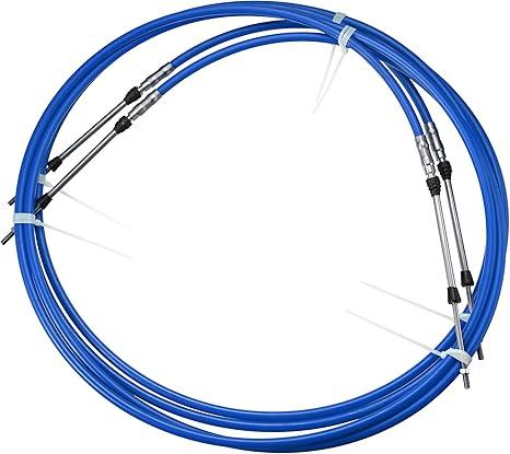 Motoforti 2pcs 10ft 3 Meter 118 Inch Marine Type 3300 / 33C Throttle Shift Remote Control Box Cable for Yamaha Outboard Engine Boat Motor Steering System Blue