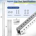 1 Pack 8ft x 1.75in Galvanized Square Sign Post with 7/16in Holes