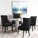 Lellen Velvet Stretch Wingback Chair Cover Slipcover - Reusable Protector Cover for Dining Room Banquet Home Decor etc Machine Washable Hand Washable (01 T-Shaped Twill Black, 4PC)