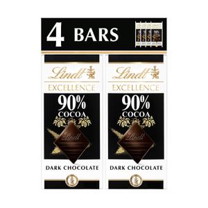Lindt Excellence, 90% Dark Chocolate Candy Bar, 4ct, 3.5 oz. Bars (EXP 04/30/27)