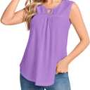 SUNNEGOO Womens Summer Tank Tops Sleeveless Dressy Casual Shirts Loose Fit Tunic Business Work Blouses Basic Trendy Outfits (Purple, XL)