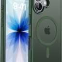 CACOE Magnetic Case for iPhone 17 6.3 inch-Compatible with MagSafe & Magnetic Car Phone Mount,Anti-Fingerprint TPU Thin Phone Cases Cover Protective Shockproof (Dark Green)