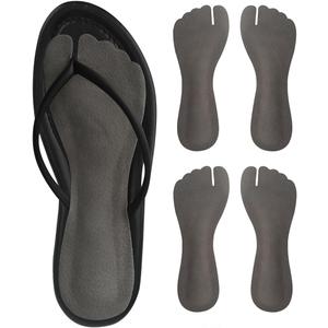 2 Pairs Pigskin Flip Flop Insoles Anti-Slip, Self Adhesive Cushion Insert for Thong Sandals Pain Relief, Arch Support Sandals Slippers Insoles Prevent Calluses, Black Gray, 5-7.5 (Women 5-8)