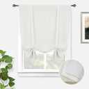 DriftAway Double Layer Linen Blackout Tie Up Curtains Thermal Insulated Fully Lined Balloon Roman Shade Bathroom Window Adjustable Rod Pocket for Small Window 31 Inch by 47 Inch Ivory Cream