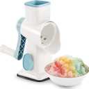 KEOUKE Rotary Ice Shaver Manual White - Stainless Steel Blade, Quick Labor-Saving Handle, Safe Stable Suction Base, Home Using Snow Cone Machine for All Ice Cubes