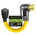 NEMA 14-30P to 6-20/15R & 5-20/15R Dryer Adapter Cord 30 Amp to EV Charger 20/15 Amp 250V Heavy Duty STW 10 AWG 1FT