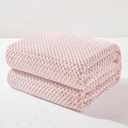 Exclusivo Mezcla Fleece Throw Blanket Extra Large, Super Soft and Warm Blankets for Couch, Sofa and Bed Waffle Textured, Cozy, Fuzzy and Lightweight (Heather Dusty Pink, 50x70 Inches)