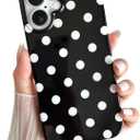Skyseaco for iPhone 17 Case Cute Aesthetic Polk Dot Phone Case Soft Slim TPU Shockproof Phone Cover for Women Girls, Black