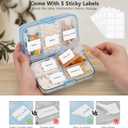 FYY Weekly Pill Organizer with Labels,8 Compartments Travel Daily Pill Case Airtight Moistureproof Large Pill Box to Hold Vitamins, Fish Oil, Supplements,Cotton Swab and Bandages-Blue