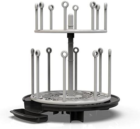 The First Years Spin Stack Bottle Drying Rack — Black — 2-Tier Rotating Countertop Drying Rack for Up to 16 Bottles — Baby Essentials for Everyday Use