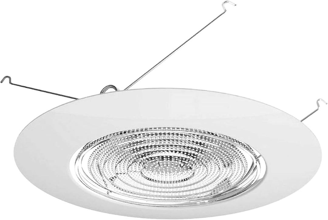 NICOR Lighting 6 inch White Recessed Shower Trim with Glass Fresnel Lens (17502) (Metal)