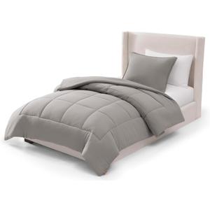 UGG Leonora Comforter Set with 1 Pillow Sham Lightweight Down Alternative Blanket Reversible All Season Washable and Hypoallergenic Bedding Set for College Dorm, Twin/Twin XL, Light Grey